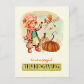 リトルガールとリス　感謝祭のポストカード ポストカード (正面)