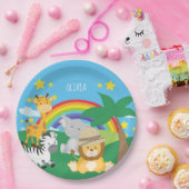 リトルキッズサファリジャングル動物とファーストネーム ペーパープレート (パーティー)