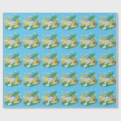 リトルキッズサファリジャングル動物とファーストネーム ラッピングペーパー (フラット)