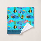 リトルキッズ海魚のパターン バスタオルセット (ウォッシュタオル)