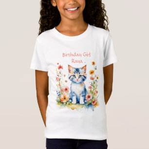 リトルキッテン誕生日ガールパーソナライズされた Tシャツ