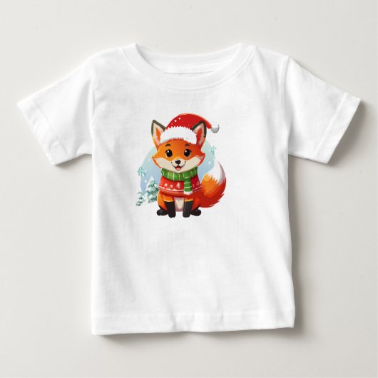 リトルキツネのクリスマスイブ ベビーTシャツ (正面)