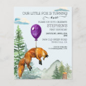 リトルキツネウォーターカラーウッドランドフォレスト誕生日 (正面)