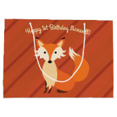 リトルキツネカラフルキュート1歳パーティーテーマ ラージペーパーバッグ (裏面)