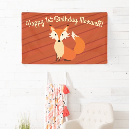 リトルキツネカラフルキュート1歳パーティーテーマ 横断幕 (インサイチュ)