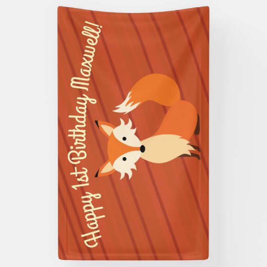 リトルキツネカラフルキュート1歳パーティーテーマ 横断幕 (縦)