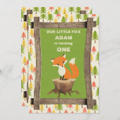 リトルキツネバ素朴ースデーパーティーお祝い 招待状 (正面/裏面)