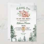 リトルキツネフローラガールベビーシャワー 招待状 (正面)