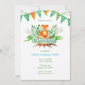 リトルキツネ森林水の色1st誕生日パーティー 招待状 (正面)