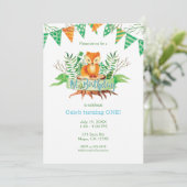 リトルキツネ森林水の色1st誕生日パーティー 招待状 (スタンド正面)