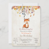 リトルキツネ秋1st誕生日招待状 招待状 (正面)