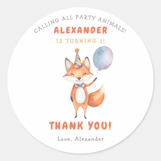 リトルキツネ3thバースデーパーティー ラウンドシール (正面)