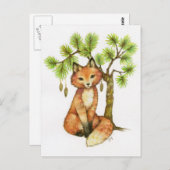 リトルキツネ – かわいい動物の絵はがき ポストカード (正面/裏面)