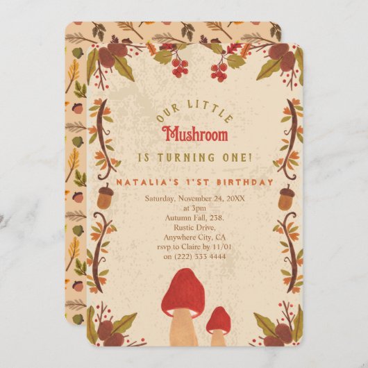リトルキノコ秋秋の1日 招待状 (正面/裏面)