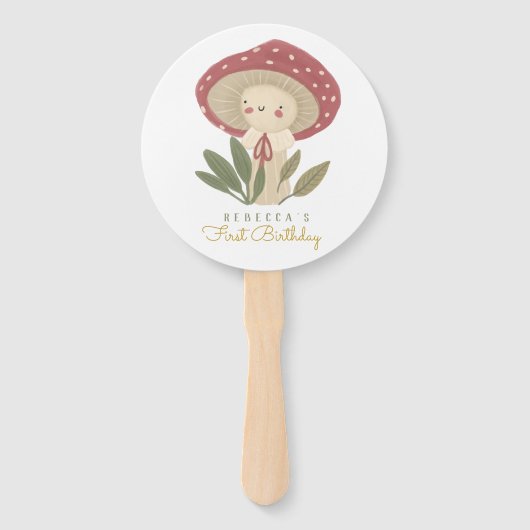 リトルキノコ誕生日ギフトラベル ハンドファン (正面)