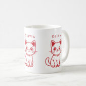 リトルキャット（全ての色を変更可能）+ 名前 コーヒーマグカップ (正面右)