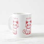 リトルキャット（全ての色を変更可能）+ 名前 コーヒーマグカップ (正面左)