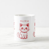 リトルキャット（全ての色を変更可能）+ 名前 コーヒーマグカップ (中央)