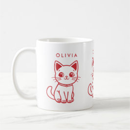 リトルキャット（全ての色を変更可能）+ 名前 コーヒーマグカップ