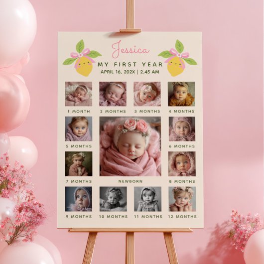 リトルキューティレモン1歳の誕生日フォトタイムライン ポスター