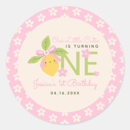 リトルキューティレモン フルーツ ピンク 1歳 誕生日パーティー ラウンドシール