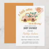 リトルキューティーズ ヴィンテージトラック トリプレット ベビーシャワー 招待状 (正面/裏面)