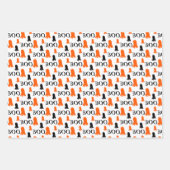 リトルキュート幽霊オレンジ白黒 ラッピングペーパーシート (正面)