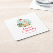 リトルキリン（ガールサファリアニマル）誕生日 スクエアペーパーコースター (アングル)