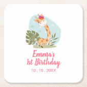 リトルキリン（ガールサファリアニマル）誕生日 スクエアペーパーコースター (正面)