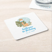 リトルキリン（ボーイサファリアニマル）誕生日 スクエアペーパーコースター (アングル)