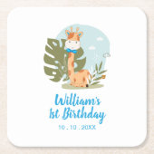 リトルキリン（ボーイサファリアニマル）誕生日 スクエアペーパーコースター (正面)