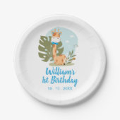 リトルキリン（ボーイサファリアニマル）誕生日 ペーパープレート (正面)