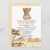 リトルキングライオンキュブサファリベイビーシャワー 招待状 (正面/裏面)