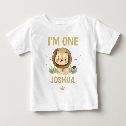 リトルキングライオンクラウン1歳の誕生日  ベビーTシャツ