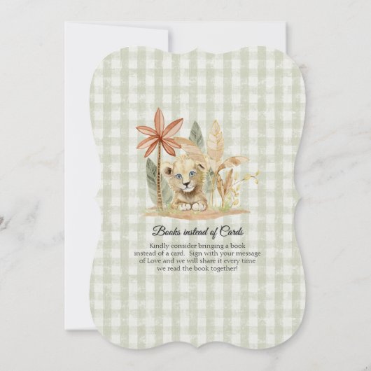 リトルキングライオンゼブラジラフェサファリベイビーシャワー 招待状 (裏面)