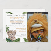 リトルキングライオンフォトバースデーパーティー 招待状 (正面/裏面)