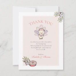 リトルキーガール秋ベビーシャワーサンキューカード 招待状