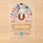 リトルキーサンクスギビング任意の年齢誕生日 アクリル招待状 (正面)