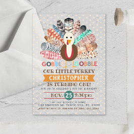 リトルキーサンクスギビング任意の年齢誕生日 アクリル招待状