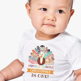 リトルキーサンクスギビング任意の年齢誕生日 ベビーTシャツ