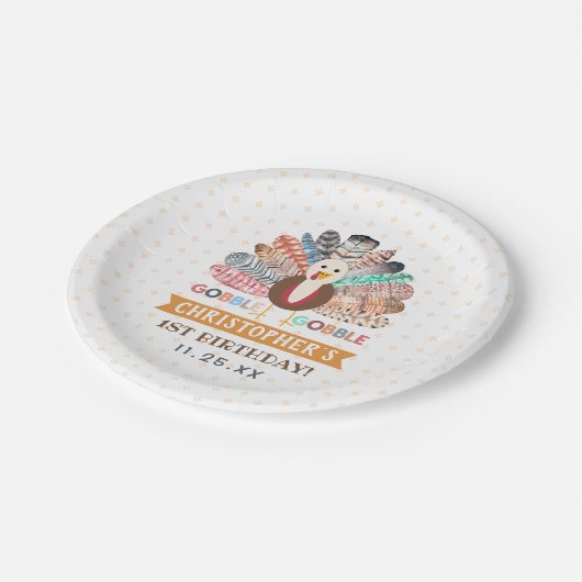 リトルキーサンクスギビング任意の年齢誕生日 ペーパープレート (アングル)