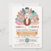 リトルキーサンクスギビング任意の年齢誕生日 招待状 (正面)