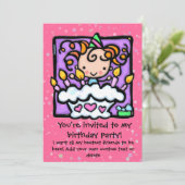 リトルギリーかわいい誕生日パーティの招待状.ピンク 招待状 (スタンド正面)