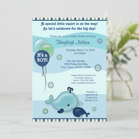 リトルクジラベビーとママキスベビーシャワー 招待状 (スタンド正面)