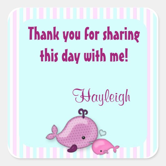 リトルクジラベビーモミーキススクエアシールピンク スクエアシール (正面)