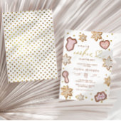 リトルクッキーピンク赤ちゃんシャワージンジャーパン冬 招待状