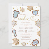 リトルクッキーブルーベビーシャワージンジャーパン冬 招待状 (正面)