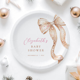 リトルクッキーボウベビーシャワー ペーパープレート