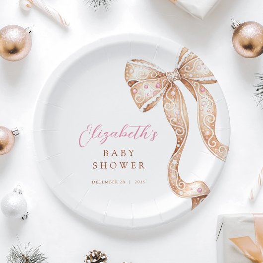 リトルクッキーボウベビーシャワー ペーパープレート