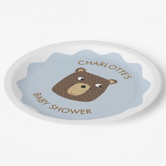 リトルクマかわいい赤ちゃんシャワーパーソナライズされた ペーパープレート (アングル)